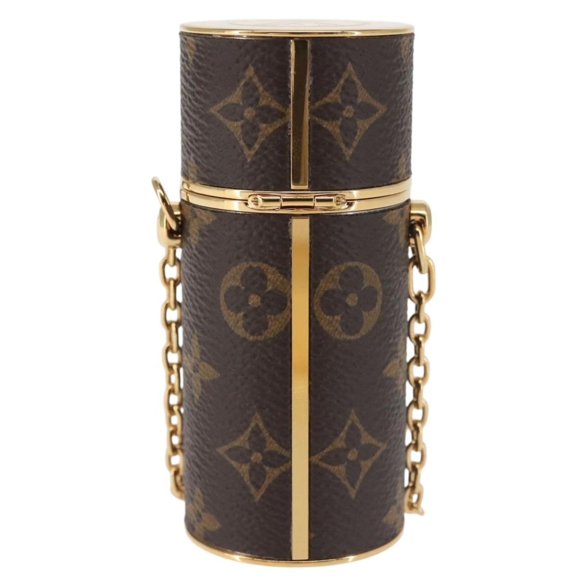 Louis Vuitton Lipstick Case on Chain Monogram Canvas, BROWN, CANVAS, Clutche & pouche