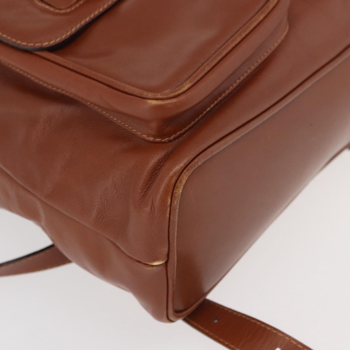 Gucci Vintage Bamboo Backpack Leather, Brown, Leather, Backpack