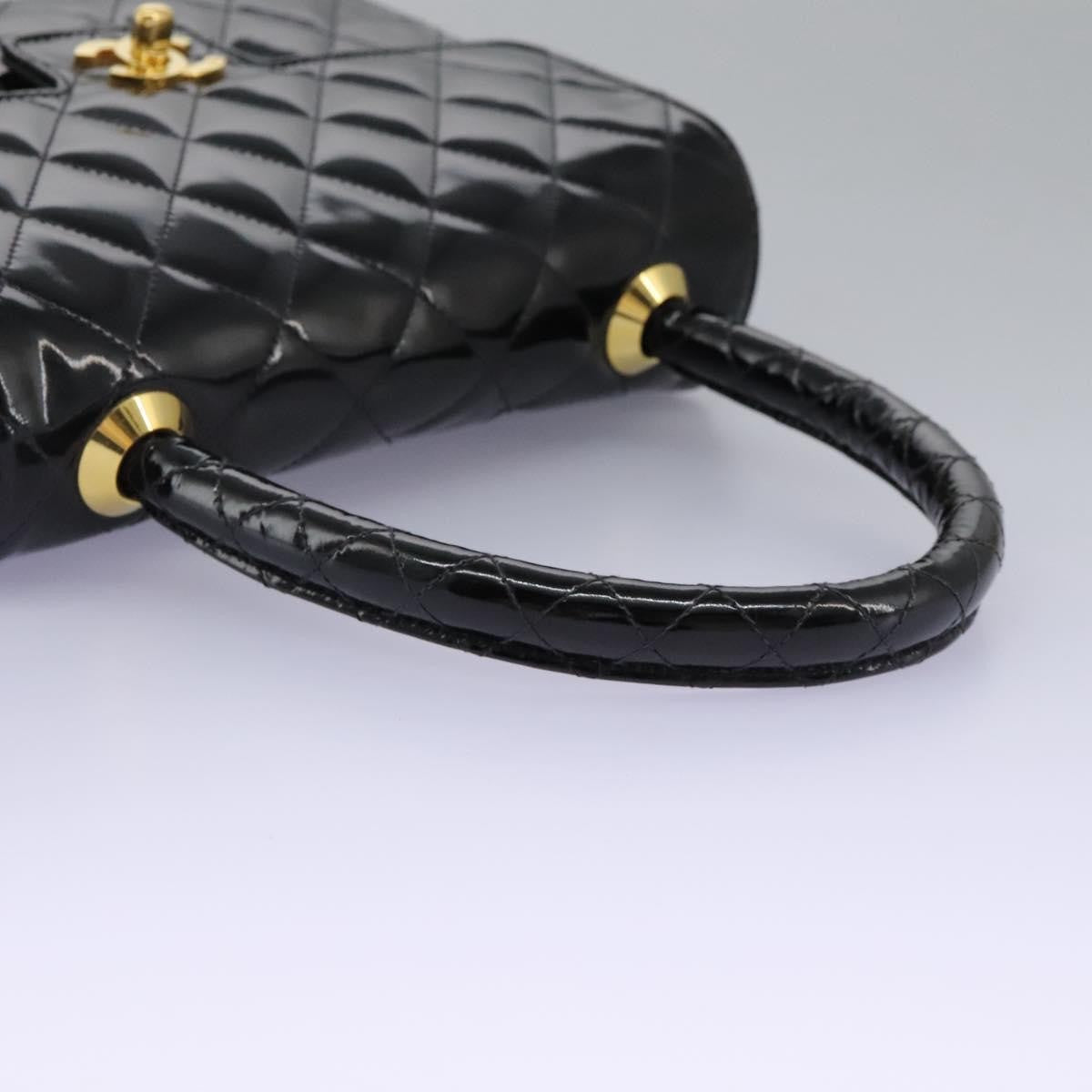 Chanel CC Turnlock Top Handle Flap Bag Patent leather, BLACK, PATENT_LEATHER, Handbag