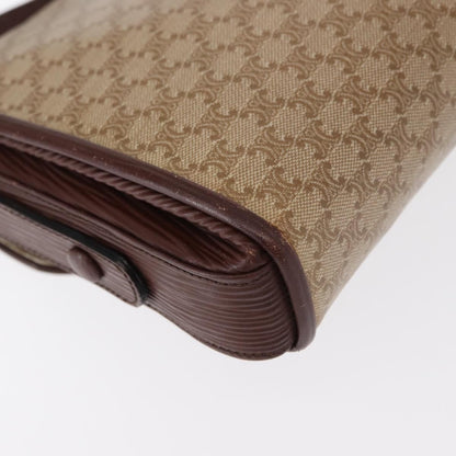 Celine Vintage Macadam Shoulder Bag Canvas and Leather, BEIGE, CANVAS, Shoulder bag