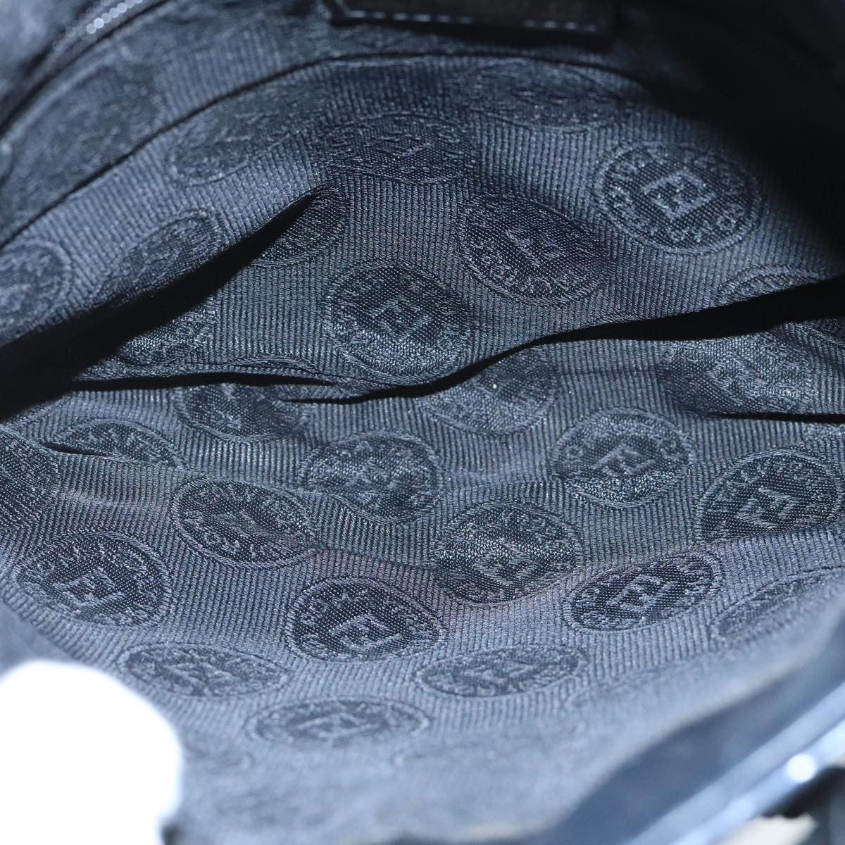 Fendi FF Logo Stamp Zip Pouch Printed Leather, BLACK, LEATHER, Shoulder bag