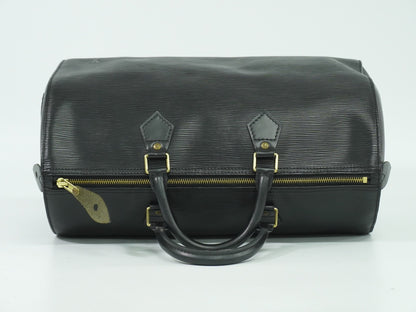 Louis Vuitton Speedy Handbag Epi Leather, BLACK, LEATHER, Handbag