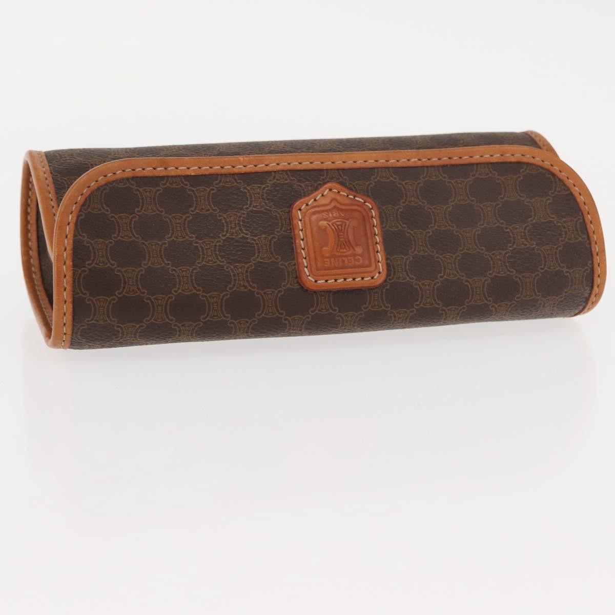 Celine Macadam Pochette Canvas and Leather, BROWN, CANVAS, Clutche & pouche