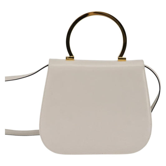 Salvatore Ferragamo Gancini handbag Leather, WHITE, LEATHER, Handbag