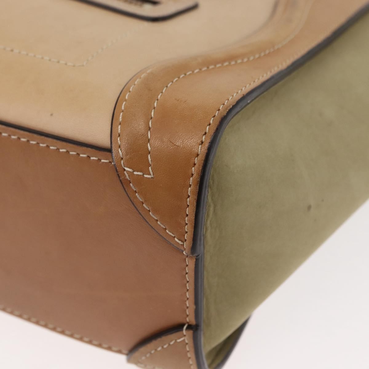 Celine Tricolor Luggage Bag Leather, BEIGE, LEATHER, Handbag