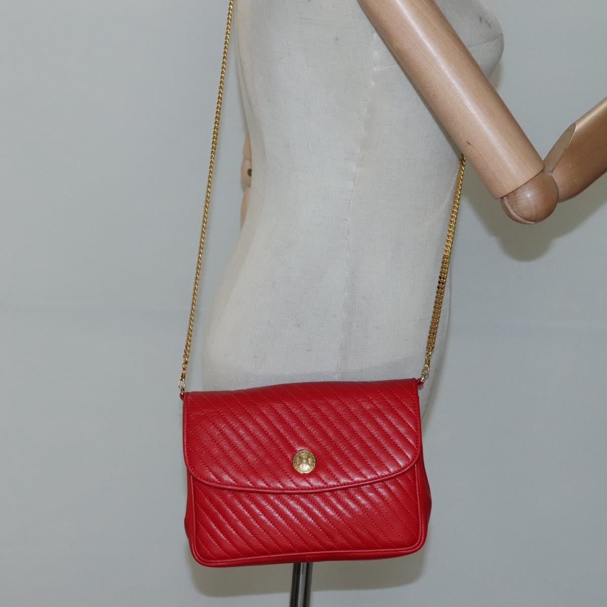 Celine Chain Shoulder Bag Leather, RED, LEATHER, Shoulder bag