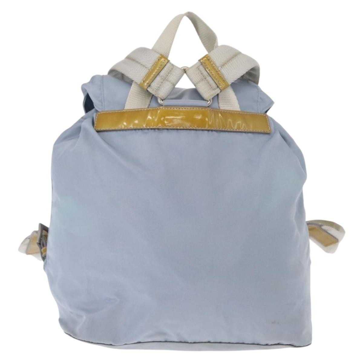 Prada Vela Double Front Pocket Backpack Tessuto with Saffiano Leather, BLUE, NYLON, Backpack