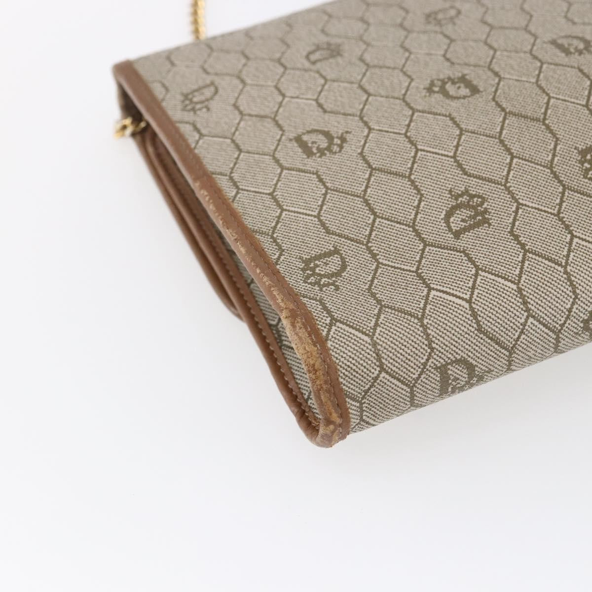 Christian Dior Vintage Honeycomb chain Canvas, BEIGE, CANVAS, Shoulder bag