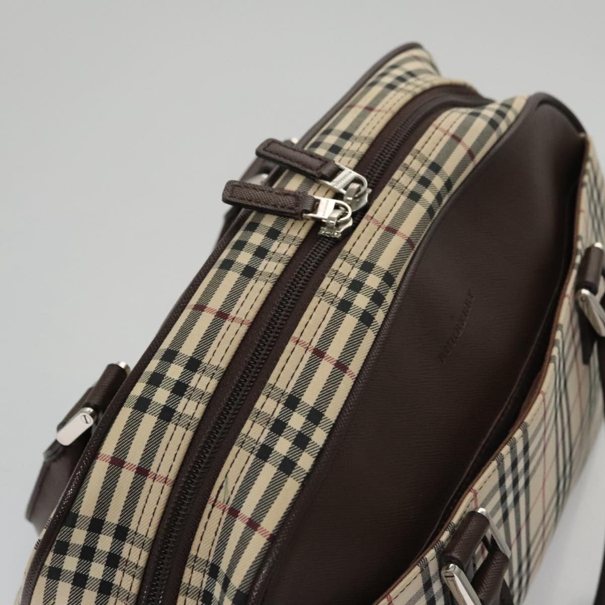 Burberry Nova Check Bowling Bag Canvas, BEIGE, CANVAS, Travel bag