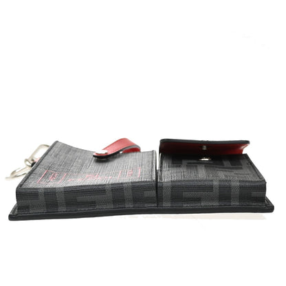 Fendi Charm Key Holder Zucca canvas, BLACK, CANVAS, Charms and Keychains