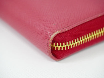 Prada Bow Zip Around Wallet Saffiano Leather, PINK, LEATHER, Wallets