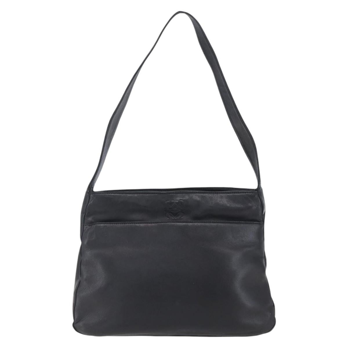 Loewe Anagram Shoulder Bag Leather, BLACK, LEATHER, Shoulder bag