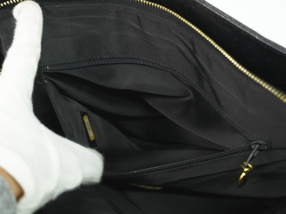 Chanel Vintage Logo Chain Tote Caviar, BLACK, LEATHER, Tote bag