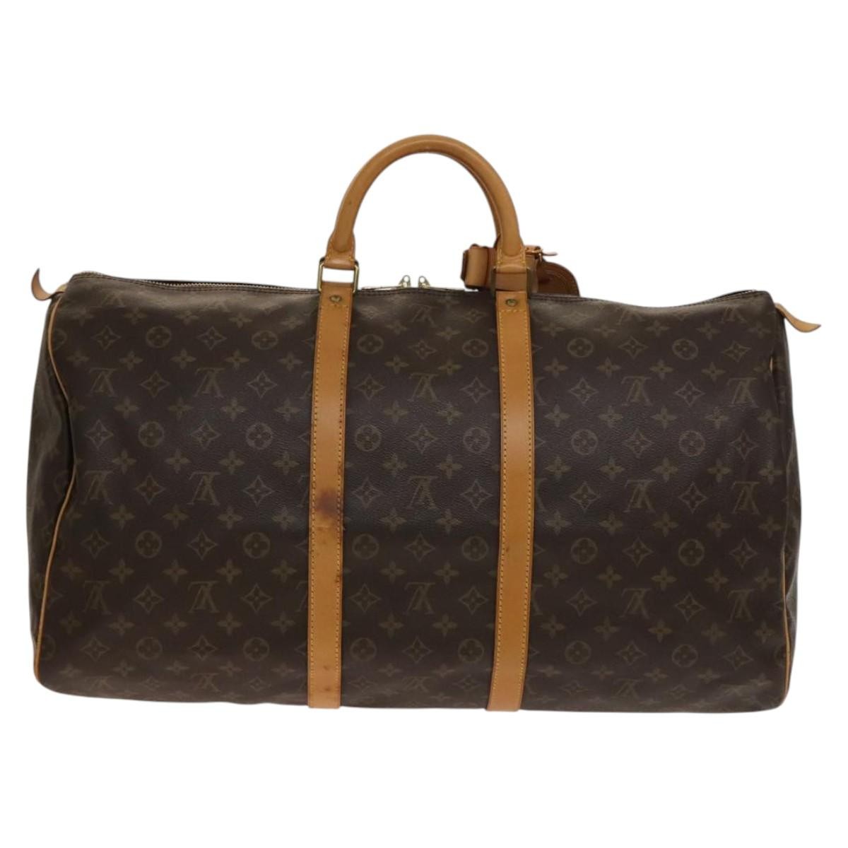 Louis Vuitton Keepall Bag Monogram Canvas, BROWN, CANVAS, Travel bag