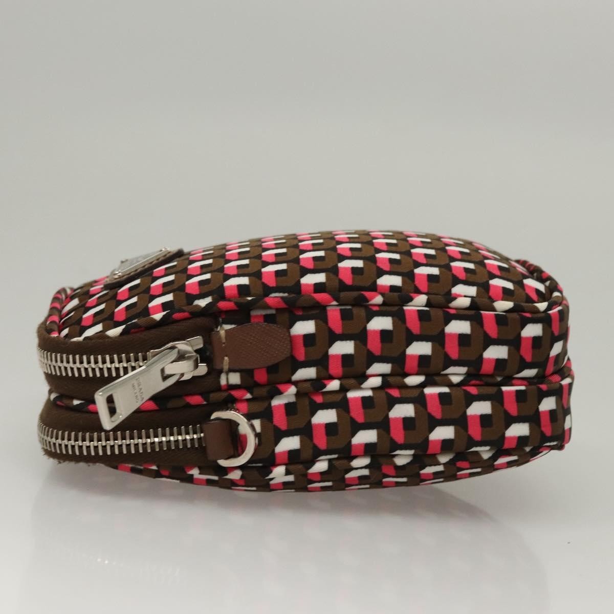 Prada Baguette Shoulder Bag Quilted Tessuto with Leather, BROWN, NYLON, Shoulder bag