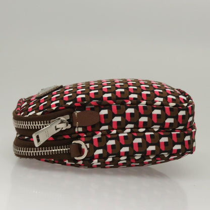 Prada Baguette Shoulder Bag Quilted Tessuto with Leather, BROWN, NYLON, Shoulder bag