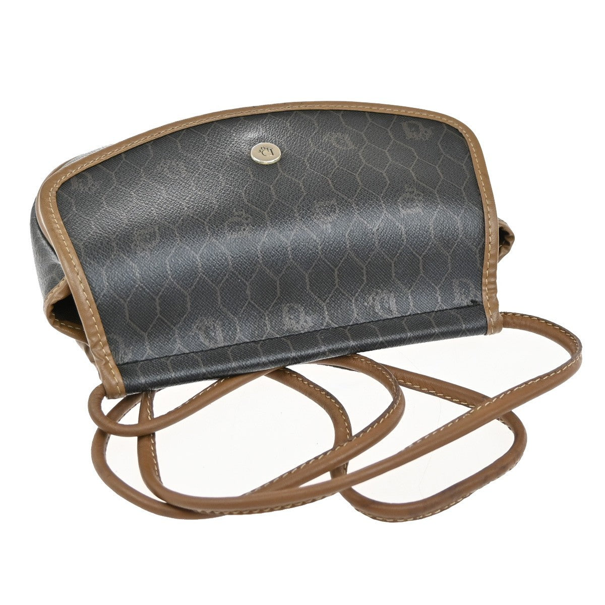 Christian Dior Vintage Honeycomb Shoulder Bag Canvas and Leather, BROWN, PVC, Shoulder bag