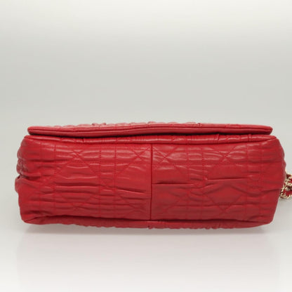 Christian Dior Delidior Chain Shoulder Bag Cannage Quilt Leather, RED, LEATHER, Shoulder bag