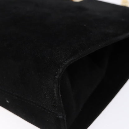 Salvatore Ferragamo Gancini Chain Shoulder Bag Suede, BLACK, SUEDE, Shoulder bag