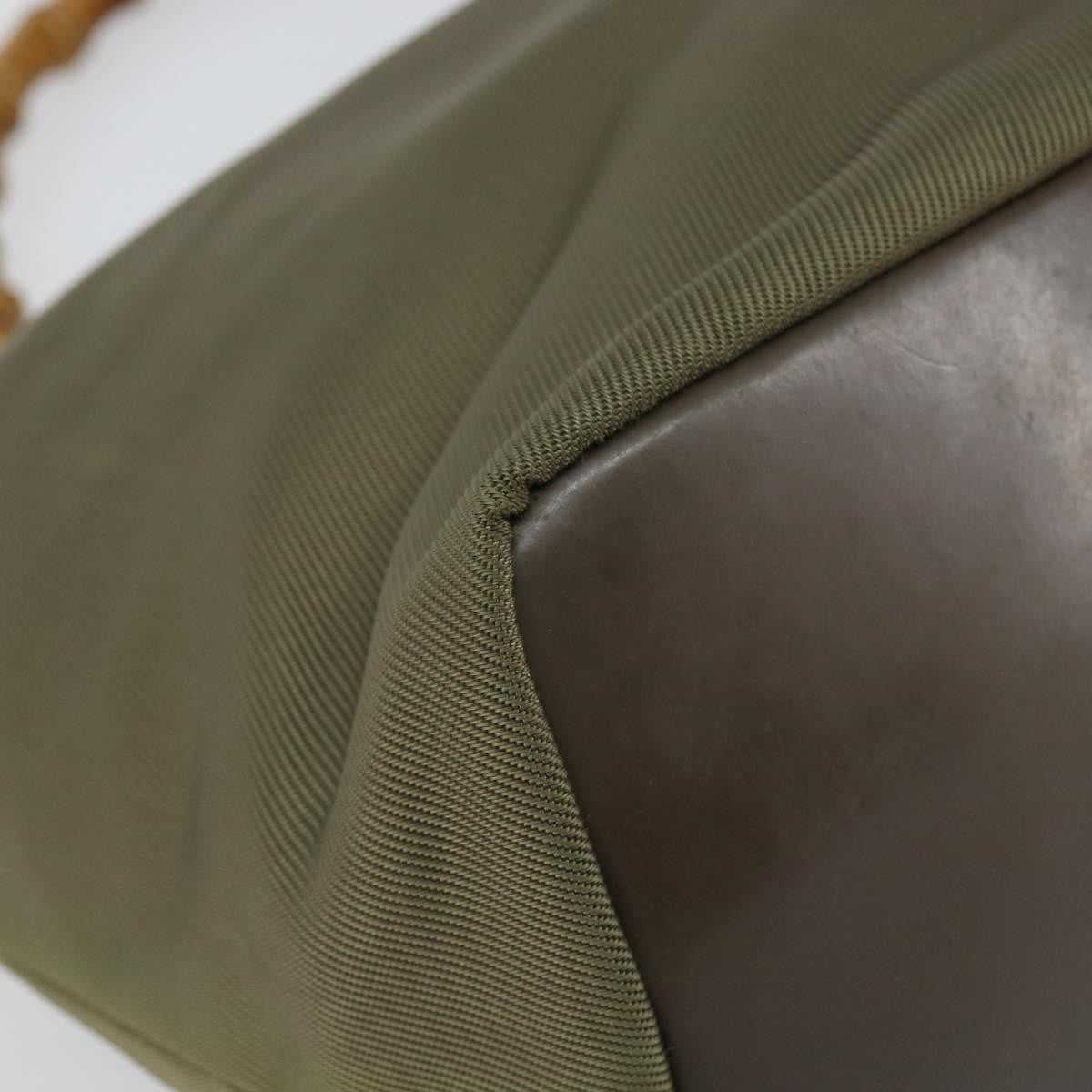 Gucci Vintage Bamboo Shoulder Bag Nylon, KHAKI, NYLON, Shoulder bag