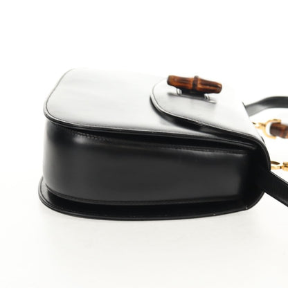 Gucci Vintage Convertible Bamboo Top Handle Bag Leather, BLACK, LEATHER, Handbag