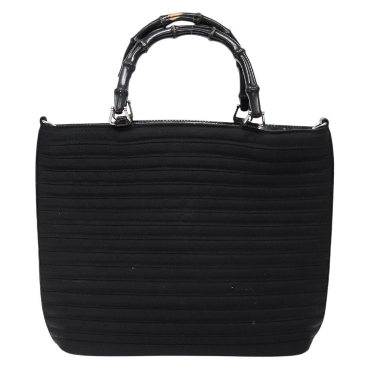 Gucci Vintage Bamboo Handle Bag Nylon, Black, Nylon, Handbag