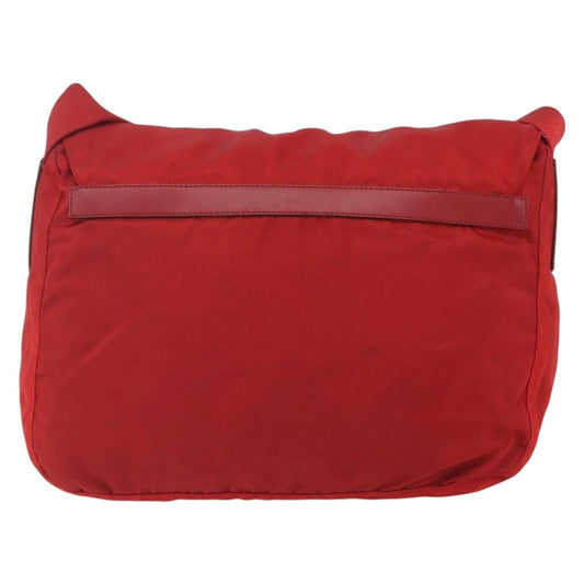 Prada Zip Buckle Messenger Bag Tessuto, Red, Nylon, Shoulder Bag