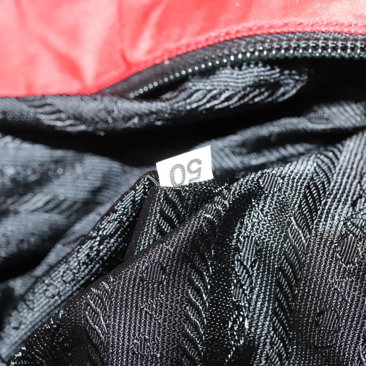 Prada Convertible Metal Handle Satchel Quilted Tessuto, RED, NYLON, Tote bag