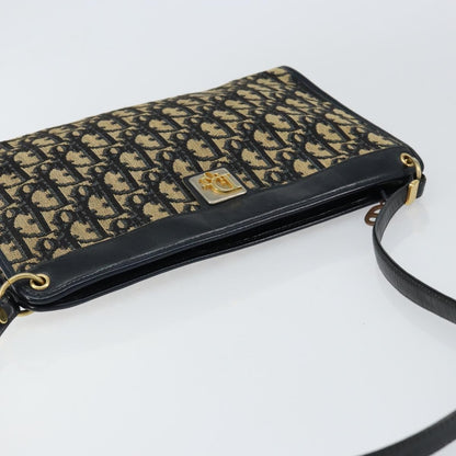 Christian Dior Vintage Trotter Shoulder Bag Canvas, NAVY, CANVAS, Shoulder bag