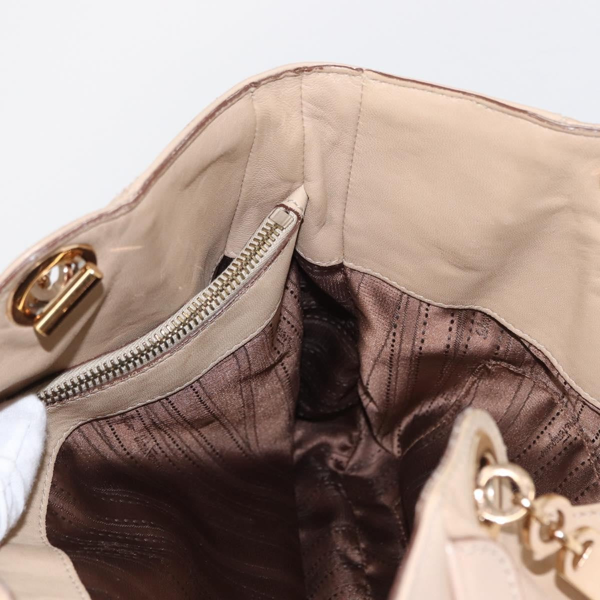 Salvatore Ferragamo Betulla Chain Tote Leather, BEIGE, LEATHER, Tote bag