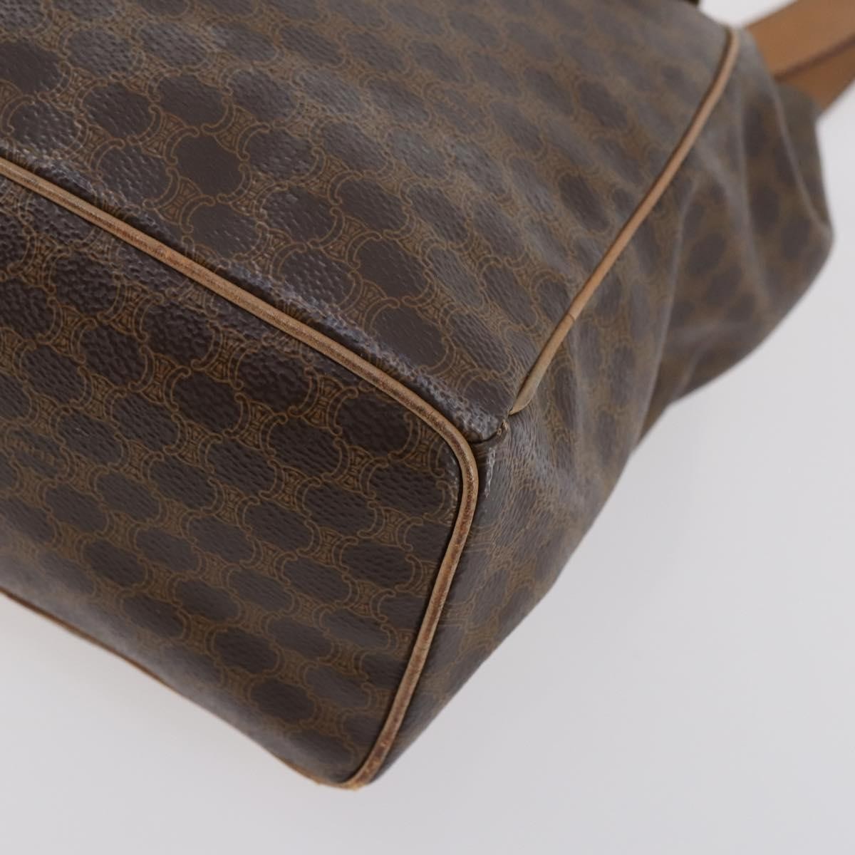 Celine Vintage Drawstring Flap Backpack Macadam Coated Canvas, BROWN, CANVAS, Backpack