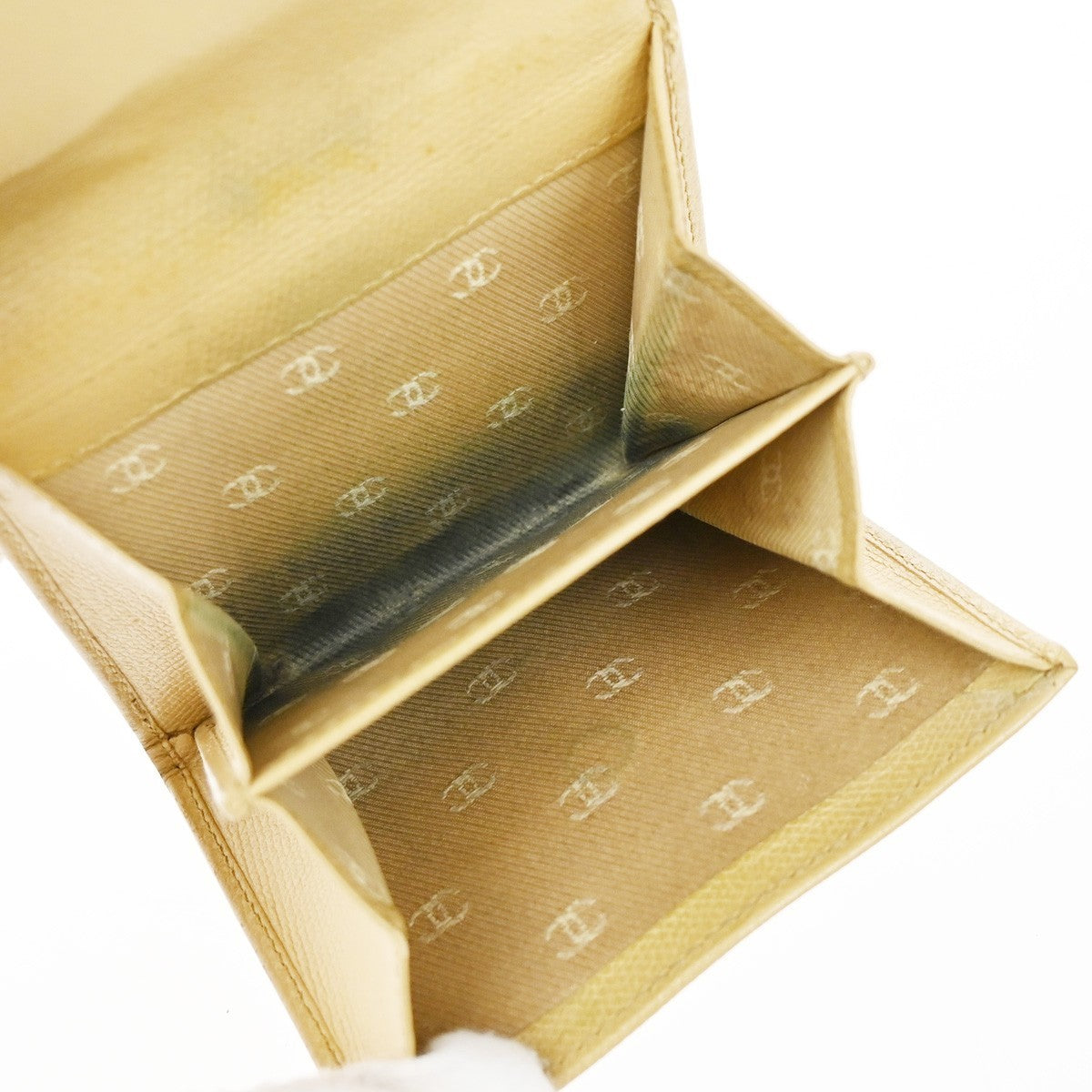 Chanel CC Trifold Flap Wallet Leather, BEIGE, LEATHER, Wallets