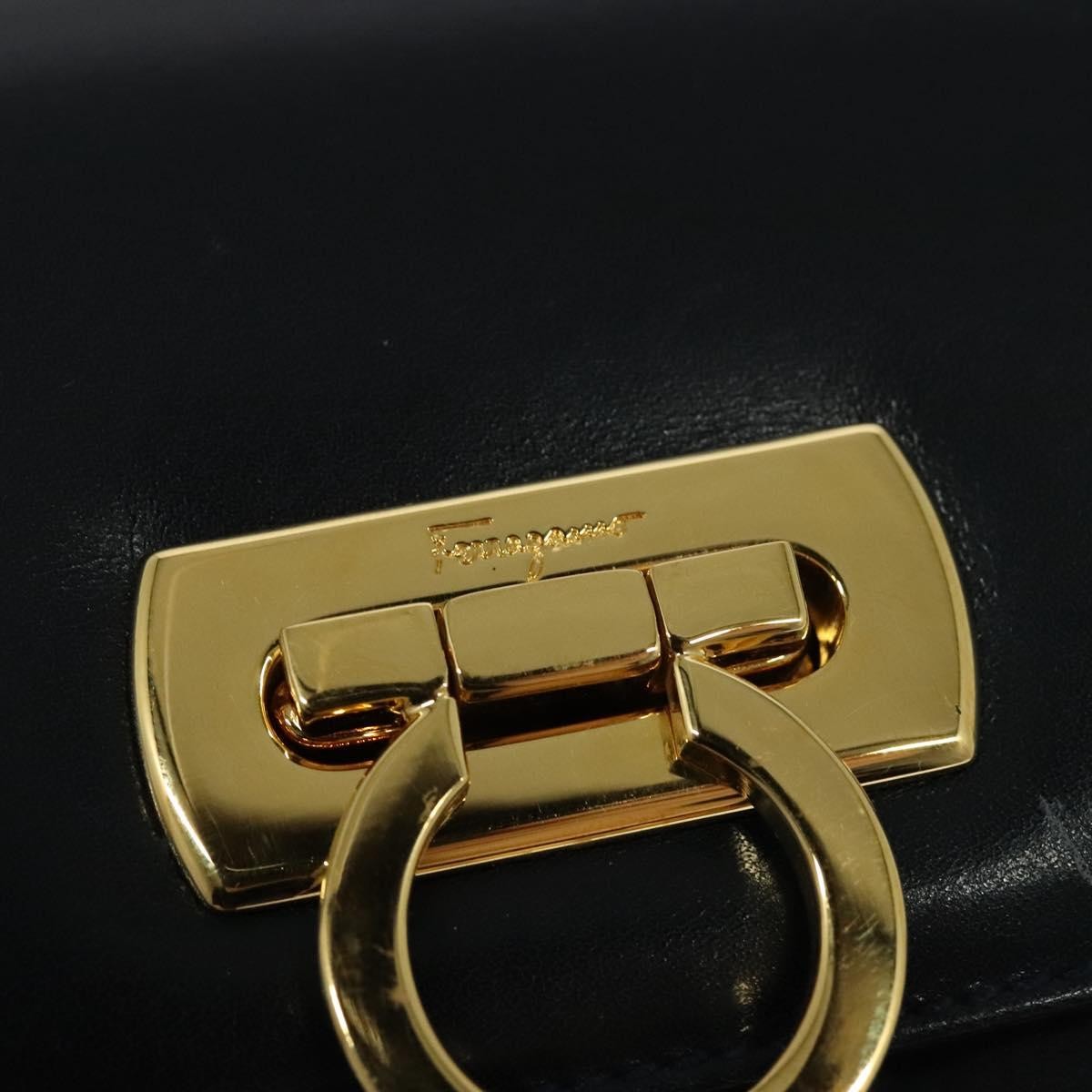 Salvatore Ferragamo Gancini Flap Shoulder bag Leather, BLACK, LEATHER, Shoulder bag