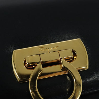 Salvatore Ferragamo Gancini Flap Shoulder bag Leather, BLACK, LEATHER, Shoulder bag