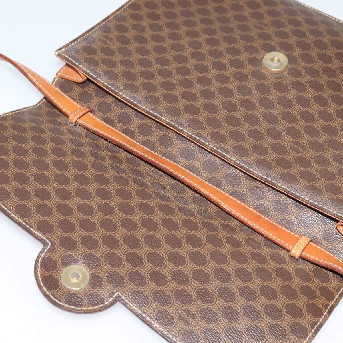 Celine Vintage Macadam Shoulder Bag Canvas and Leather, BROWN, CANVAS, Shoulder bag