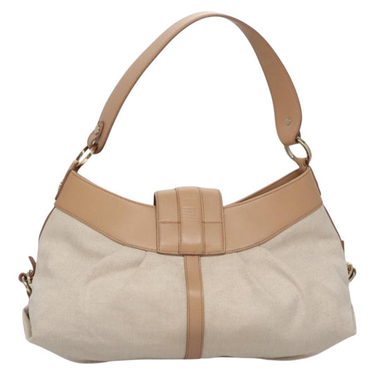 Bvlgari Chandra Hobo Canvas and Leather, BEIGE, CANVAS, Handbag