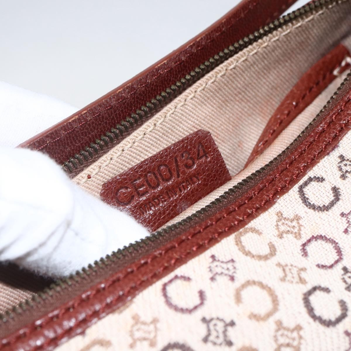 Celine C Macadam Pouch Canvas, BEIGE, CANVAS, Clutche & pouche