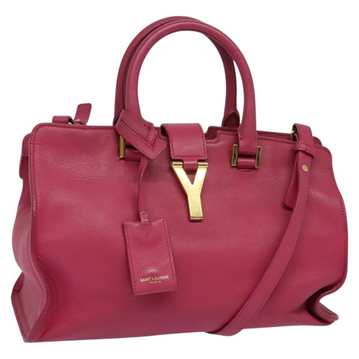 Saint Laurent Classic Y Cabas Leather, PINK, LEATHER, Tote bag