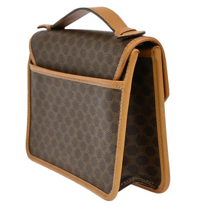 Celine Vintage Macadam Handbag Canvas and Leather, BROWN, CANVAS, Handbag