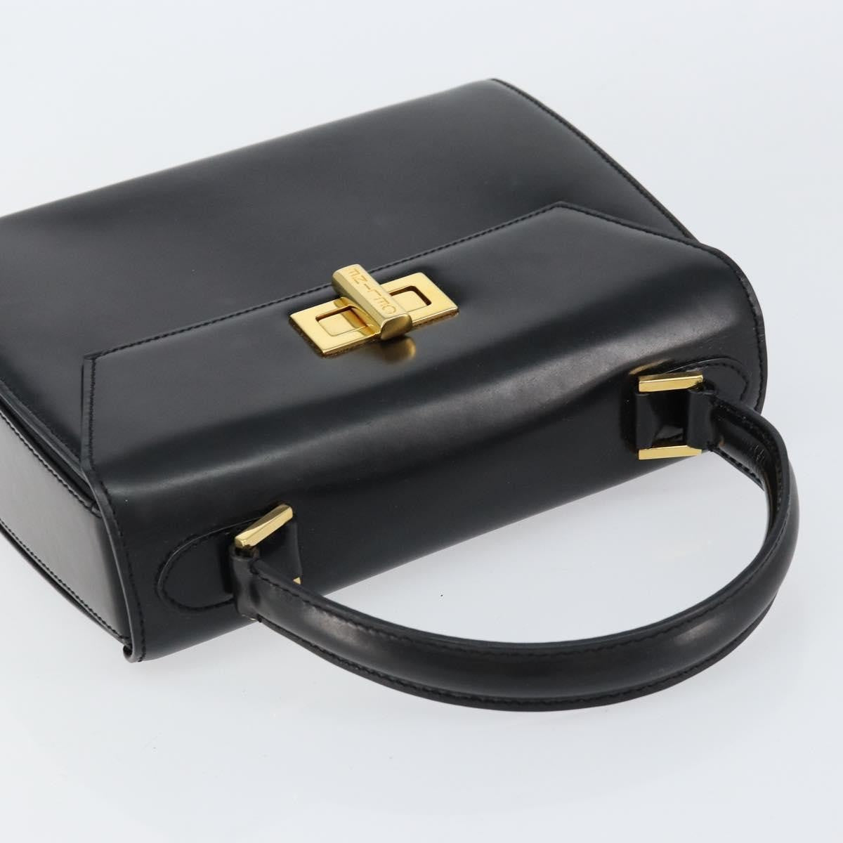 Celine Vintage Convertible Turnlock Top Handle Bag Leather, BLACK, LEATHER, Handbag