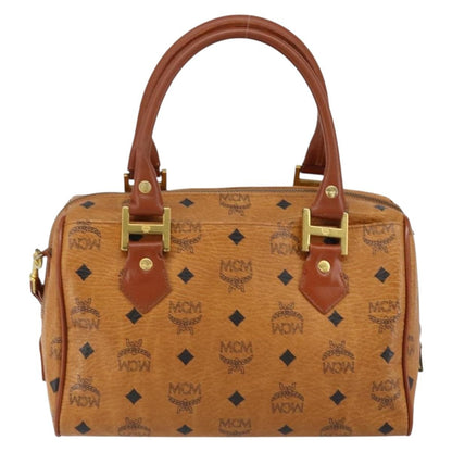 MCM Visetos Handbag Canvas and Leather, BROWN, CANVAS, Handbag