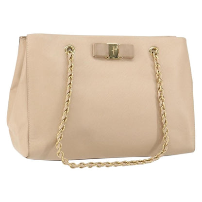 Salvatore Ferragamo Vala Shoulder Bag Leather, BEIGE, LEATHER, Shoulder bag