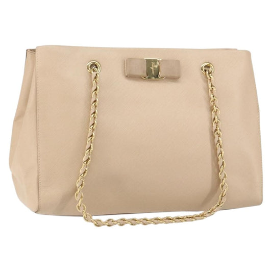 Salvatore Ferragamo Vala Shoulder Bag Leather, BEIGE, LEATHER, Shoulder bag