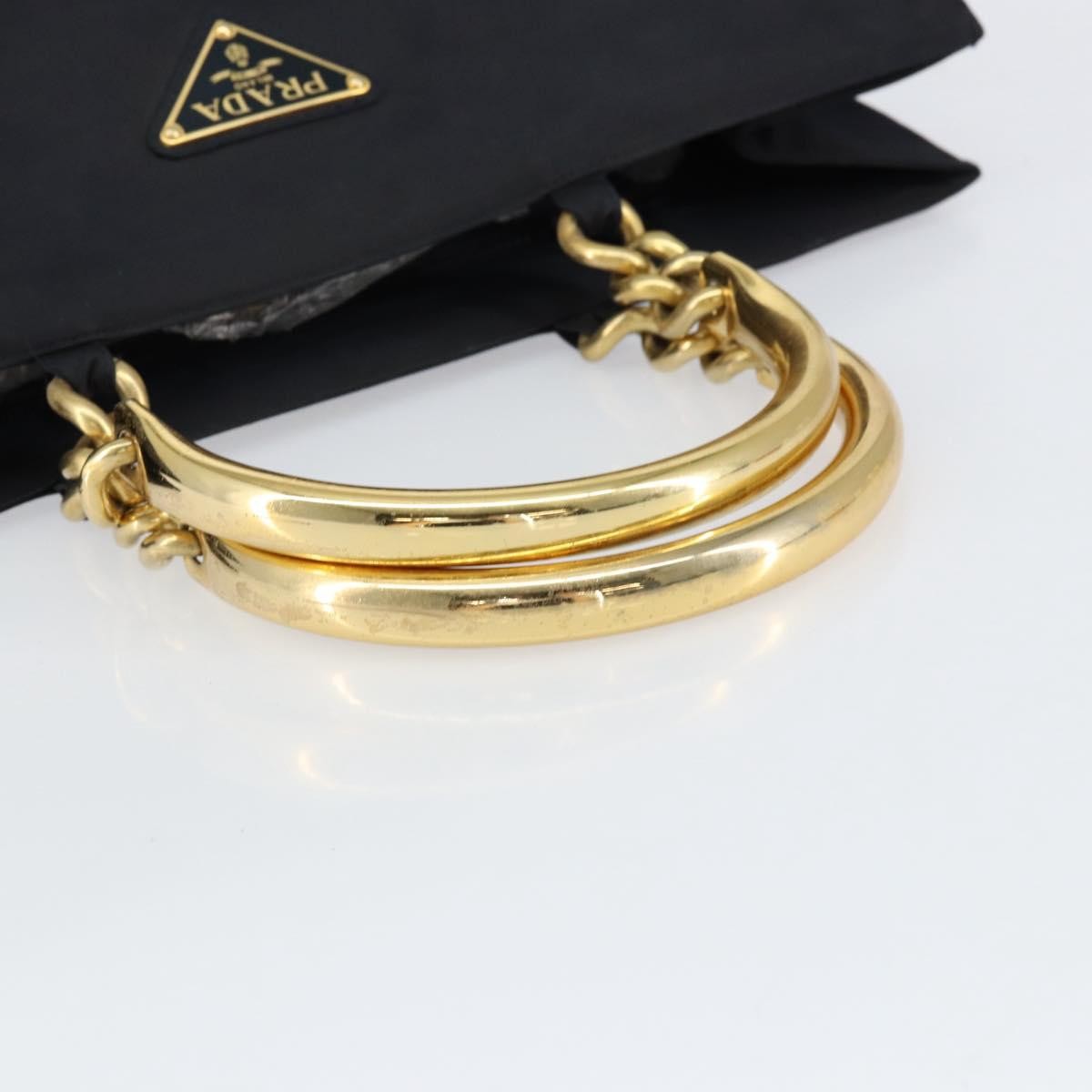 Prada Metal Handles Tote Tessuto, BLACK, NYLON, Tote bag