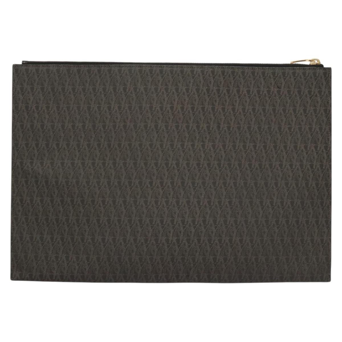 Saint Laurent Zip Pouch Monogram Canvas, BROWN, PVC, Clutche & pouche