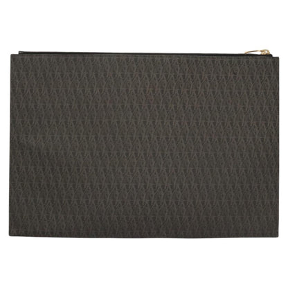 Saint Laurent Zip Pouch Monogram Canvas, BROWN, PVC, Clutche & pouche