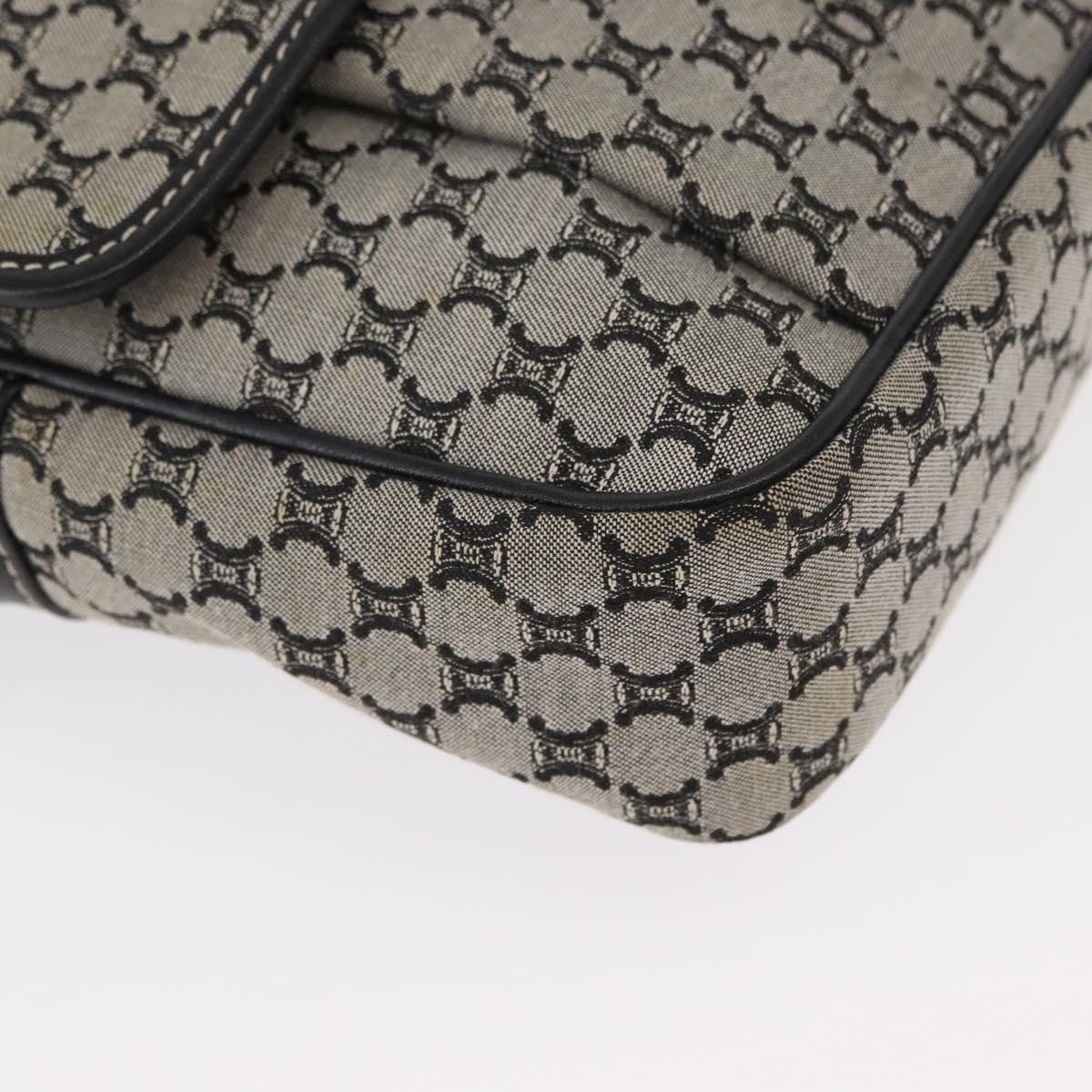 Celine Vintage Macadam Shoulder Bag Canvas and Leather, GRAY, CANVAS, Shoulder bag