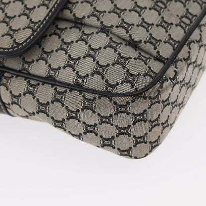 Celine Vintage Macadam Shoulder Bag Canvas and Leather, GRAY, CANVAS, Shoulder bag