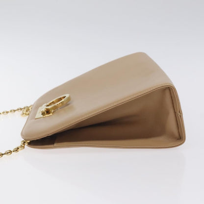 Salvatore Ferragamo Vintage Gancini Chain Shoulder Bag Leather, BEIGE, LEATHER, Shoulder bag