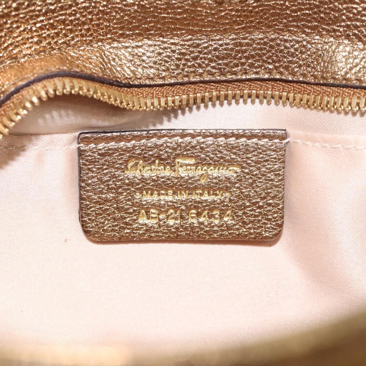 Salvatore Ferragamo Gancini Chain Clutch bag Leather, GOLD, LEATHER, Clutche & pouche